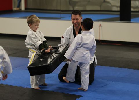 Little Ninjas practicing in class